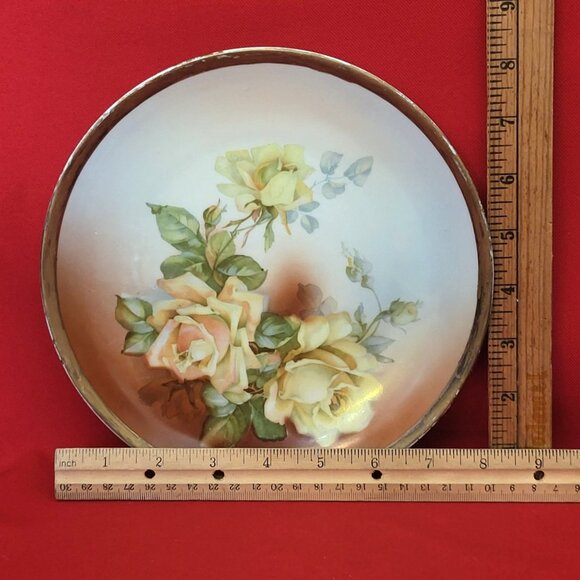 Vintage BP Wurttemberg Gold Rim Yellow Roses Decorative Porcelain Plate - Picture 10 of 11